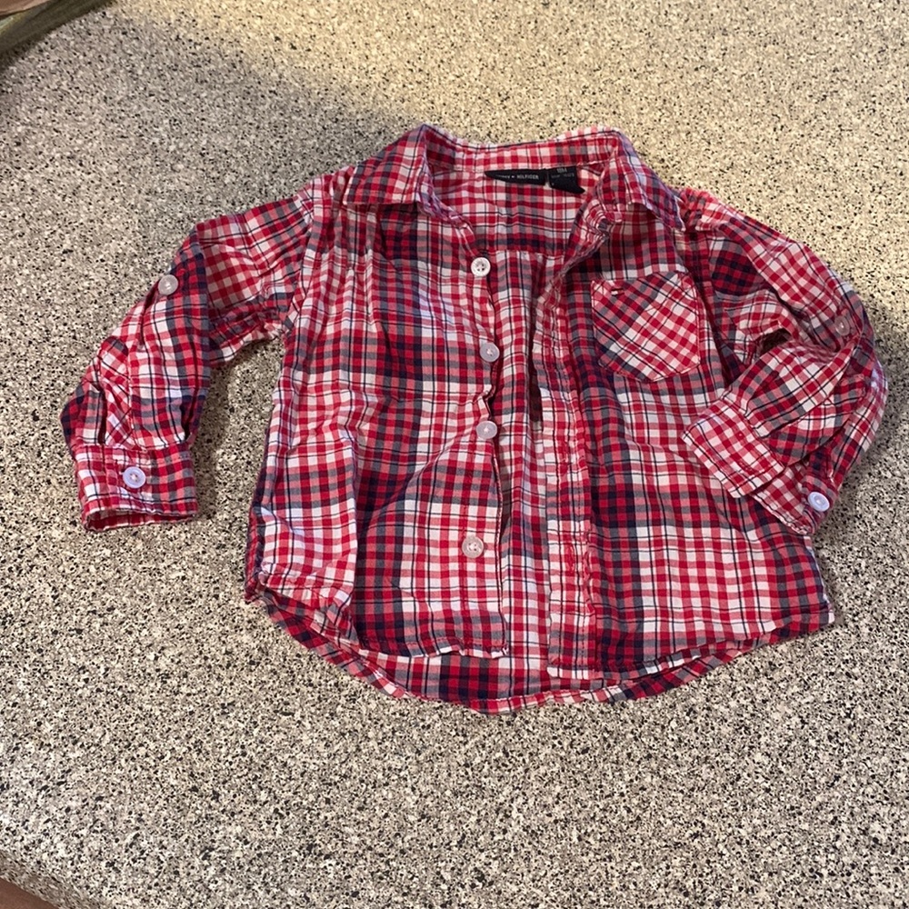 Tommy Hilfiger Baby unisex White red Multicoloured Checkered Long Sleeves Shirt